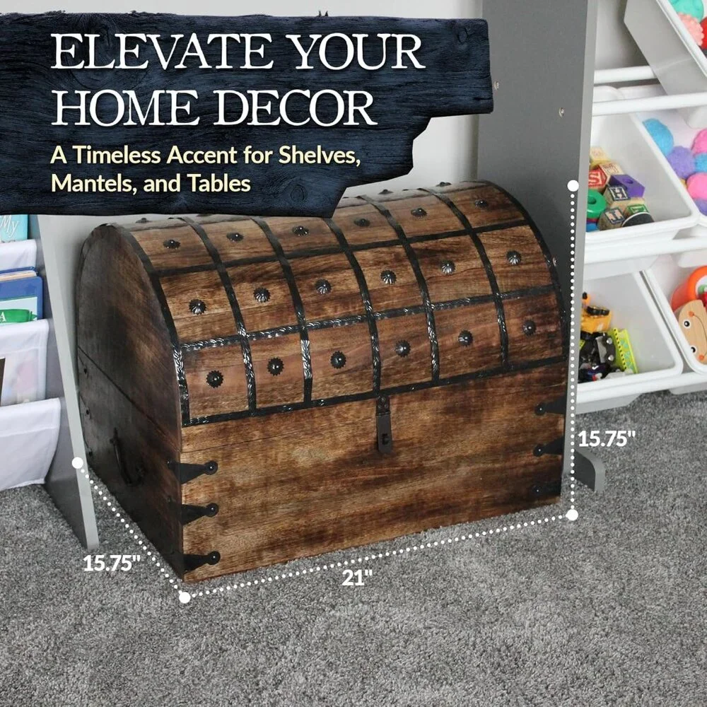 Handmade Pirate Treasure Chest for Kids Prizes & Classroom with Lock and Skeleto - Picture 2 of 8